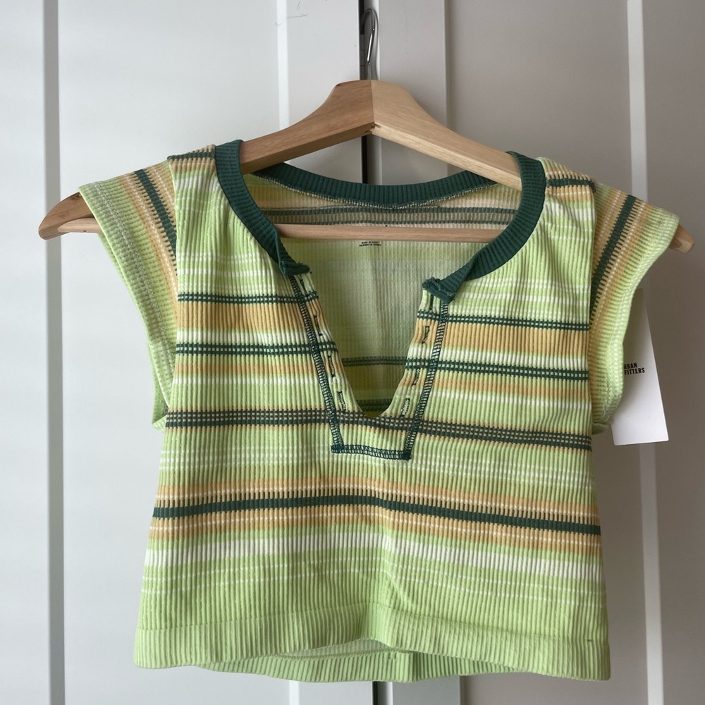 Urban Outfitters Green and Yellow Striped Top